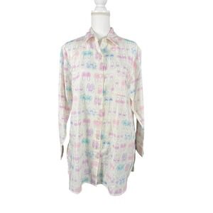 Victoria's Secret Pajama Top Shirt Women's Small Pastel Slippers Sleepwear
